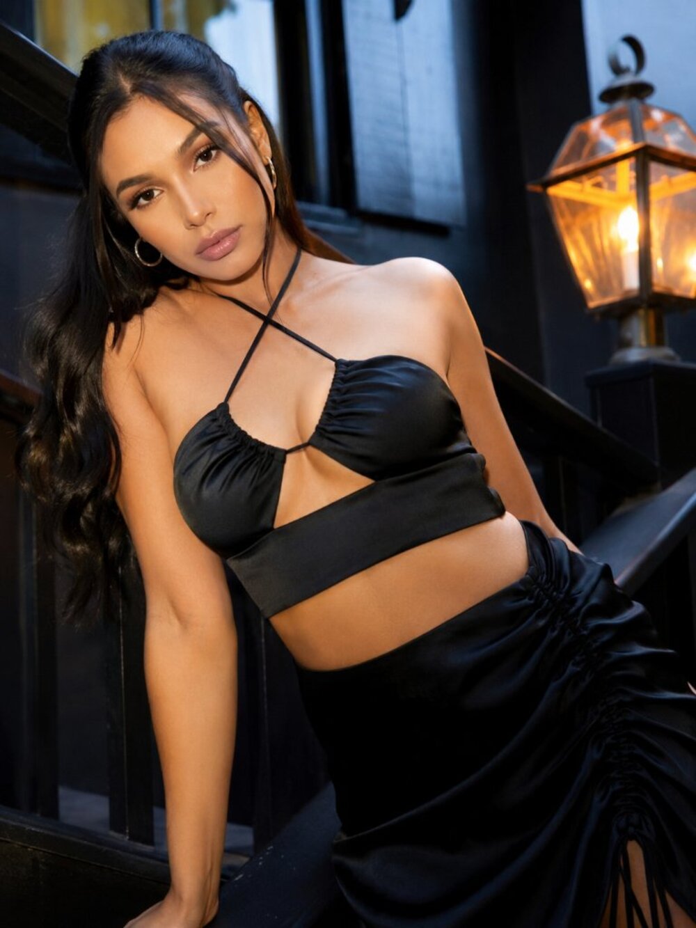 Garage Keyhole Satin Halter Top